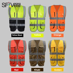 SFvest  High visibility Construction work uniforms safety reflective vest safety vest company  logo printing free shipping