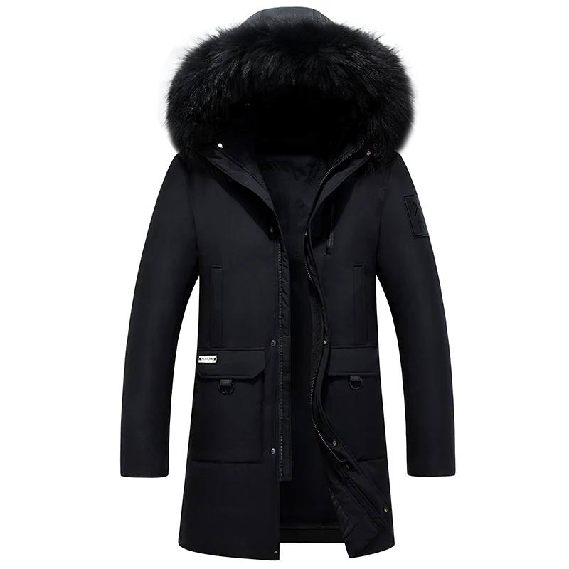 

2019 New Down Coat Men Winter Thicken Long Down Jacket Men Parka Real Fur 80% White Duck Down Plus Size 4XL Erkek Mont Kaban
