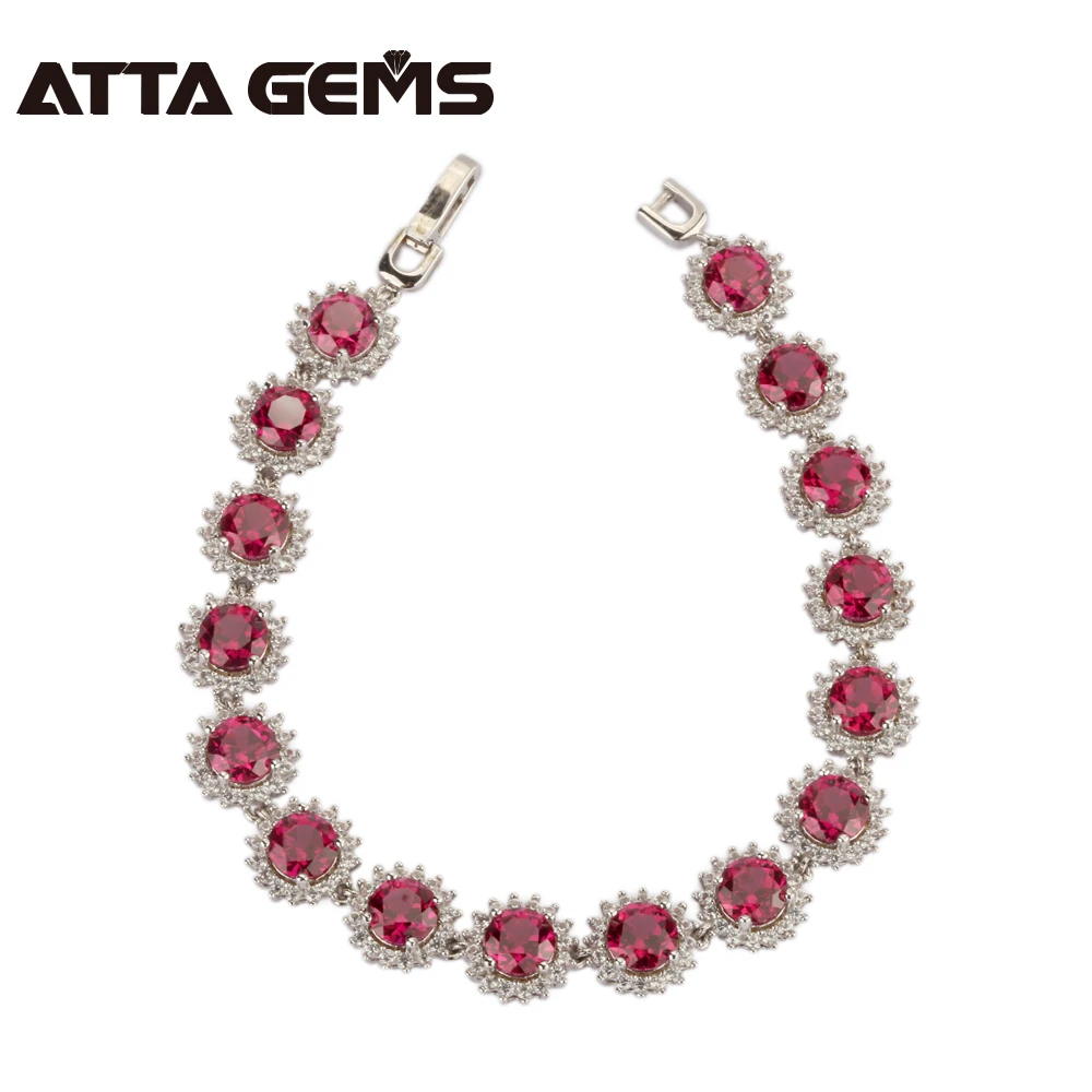 Ruby Sterling Silver Women Bracelet 22 carats Created Ruby Tennis