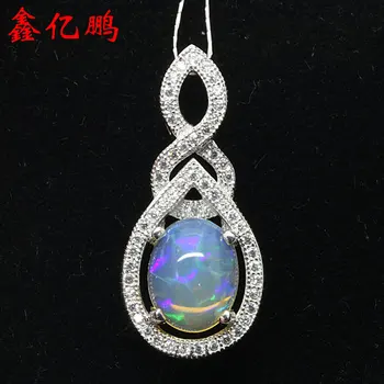 

925 silver inlaid natural opal pendants women