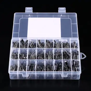 

500pcs 0.1 UF-1000UF 16-50V 24 Values Electrolytic Capacitors Assortment Kit For All Electronic Applications