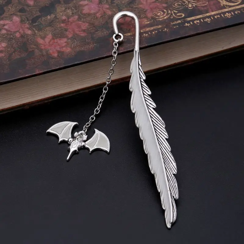 

Glow In The Dark Luminous Book Marker Creative Feather Bat Bookmark Label School Office Stationery