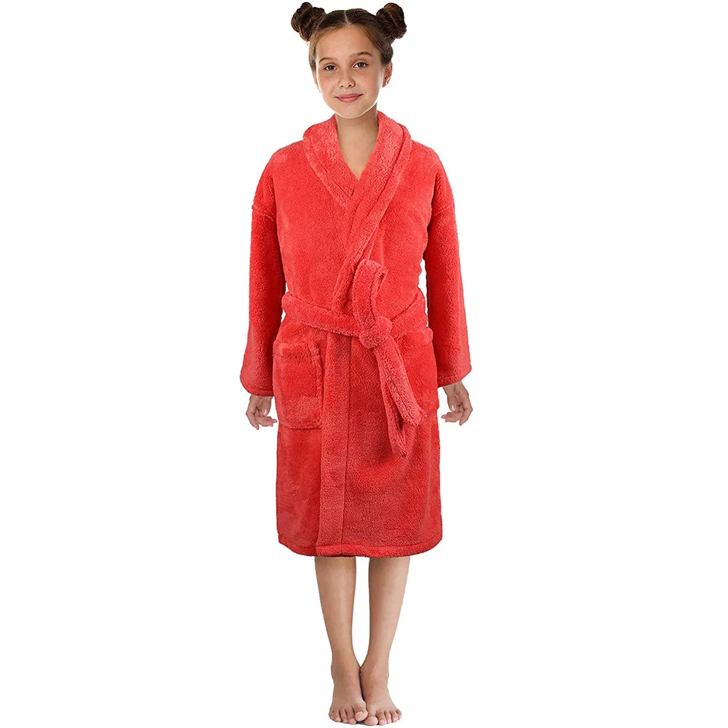 ARLONEET/пижамы для малышей; фланелевый теплый банный халат на осень и зиму для мальчиков и девочек; однотонная домашняя одежда; полотенце; ночная рубашка; одежда для сна; W0501