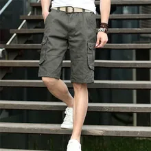 Мужские летние шорты необработанные армейские Карго карманы мужские военные армейские хлопковые шорты мужские повседневные уличные короткие брюки до колена