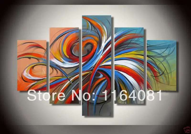 

100% Hand painted vintage Bright brilliant Abstract landscape Wall home Decor Oil Painting on canvas 5pcs/set mixorde Framed