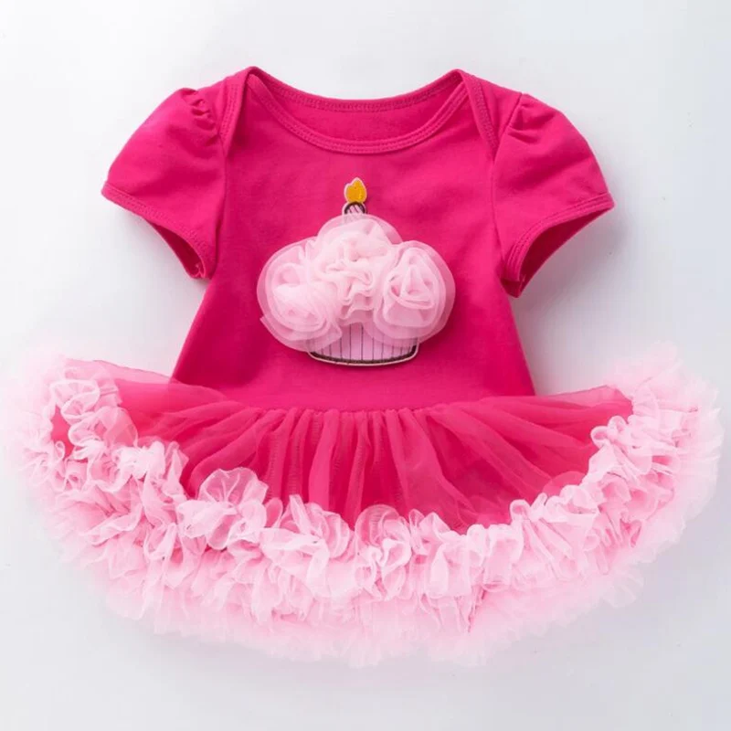 Розовое Кружевное платье-пачка для маленьких девочек, платье на день рождения для детей 1 и 2 лет, Детская праздничная одежда Летнее Детское платье Одежда для младенцев - Цвет: EE003-C
