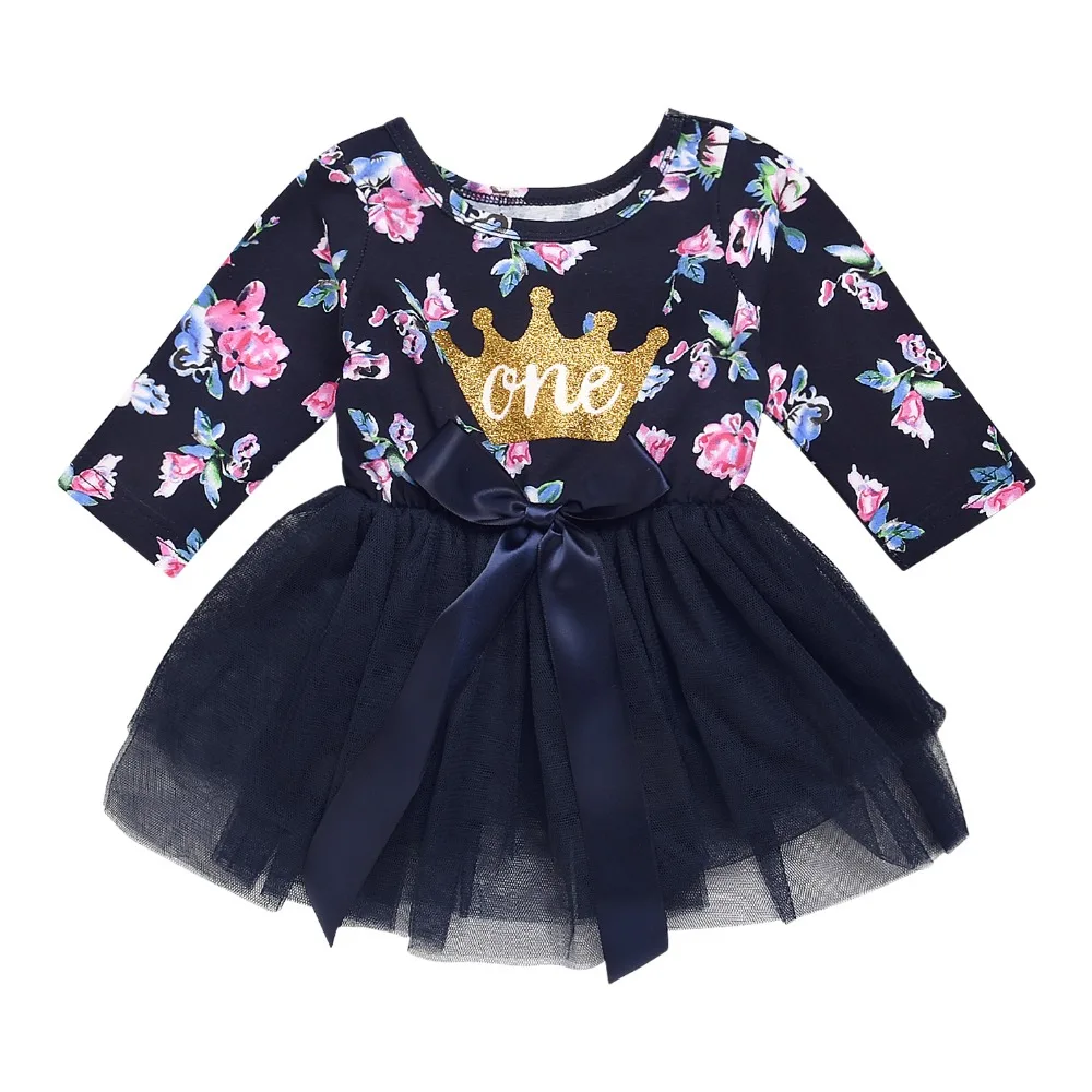2018 fashion brand baby girl dress birthday party black long sleeved