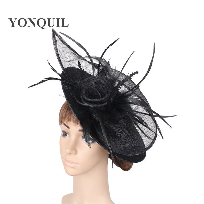 Большой kenducky Дерби шляпа женщин fascinators вводной вечерние цветок шляп Шапки женские элегантные перья вводной race