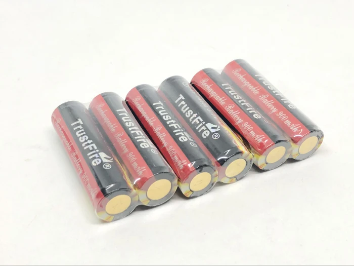 100 шт./лот TrustFire 14500 AA 900mAh 3,7 V Защищенные литиевые аккумуляторные батареи с PCB для фонарика