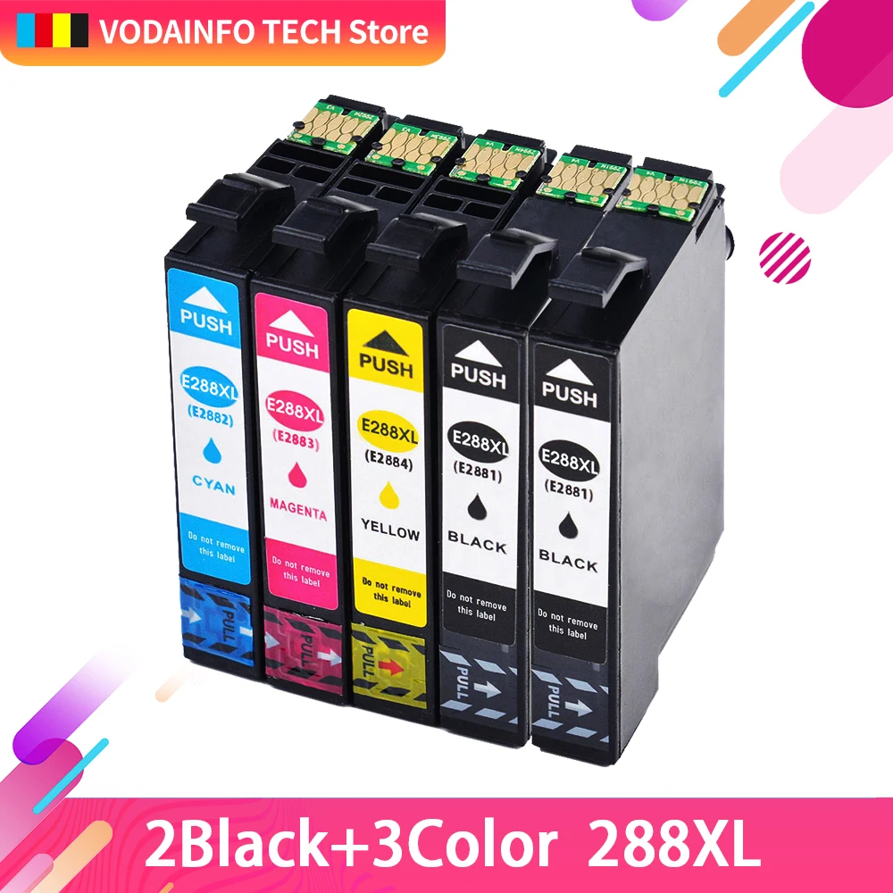 Совместимый чернильный картридж QSYRAINBOW для Epson 288 288XL (1 черный 1 Cyan Magenta желтый) 5 шт.