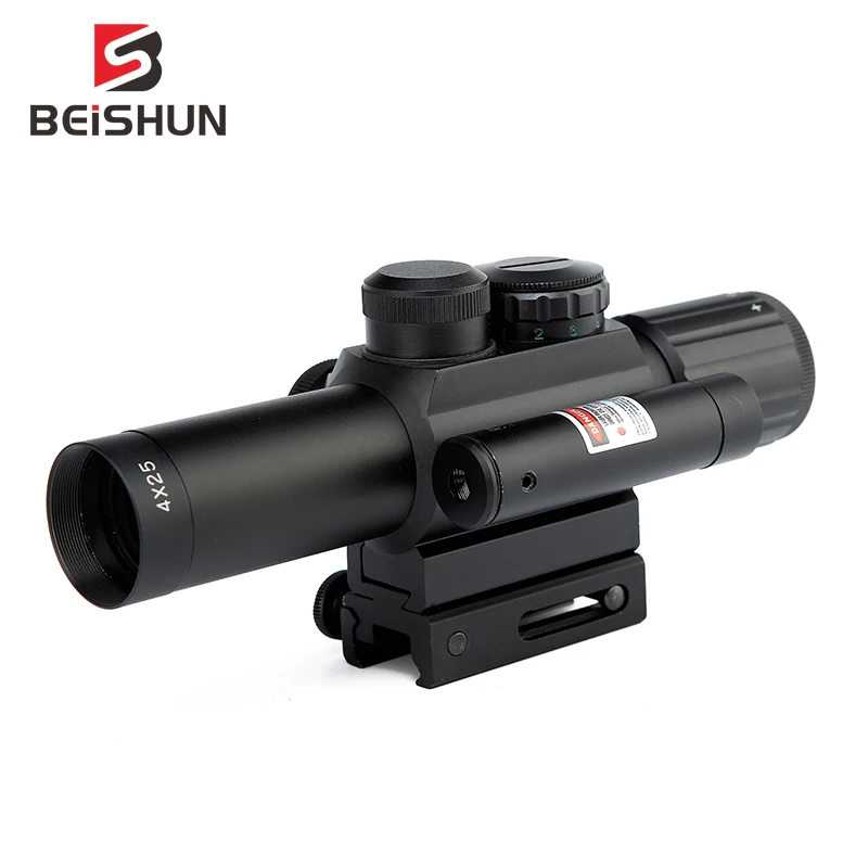 

M6 Tactical 4X25 Red/ Green Riflescope Mil-Dot Scope & Red Laser Sight 20mm Picatinny Rail Hunting Airsoft Hunting Scope