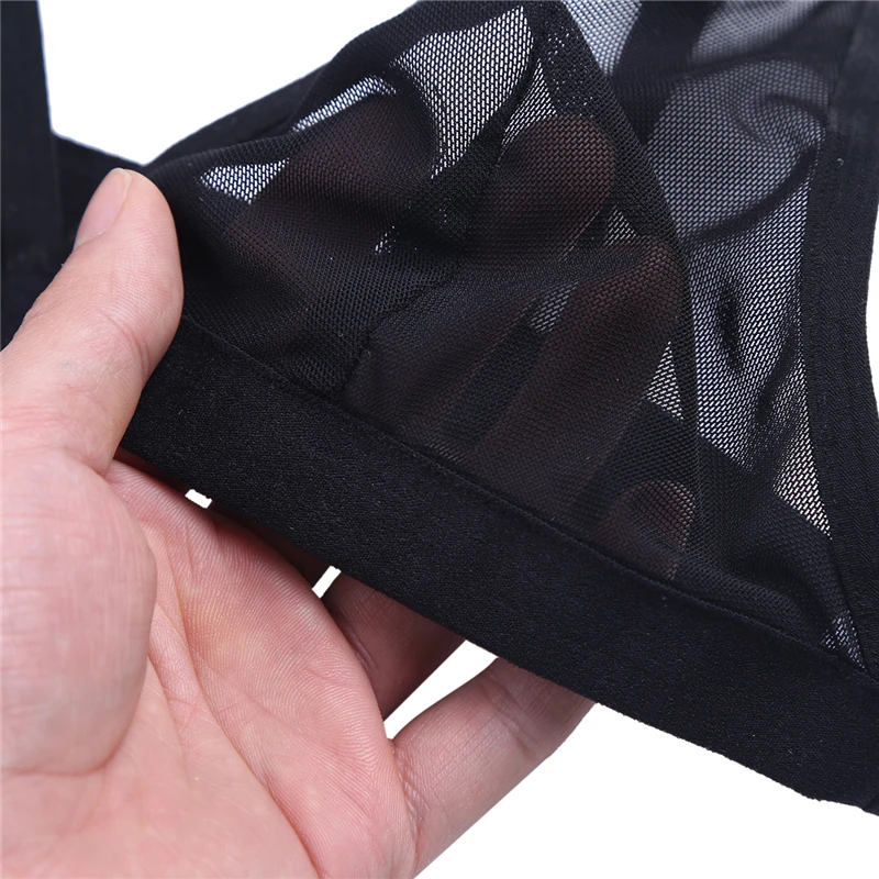 minimizer bra Black Bra Women Mesh Semi Sheer Hollow Out Adjustable Straps Wire-free  Bralettes Female Soft Breathable Underwears Lady nursing bras