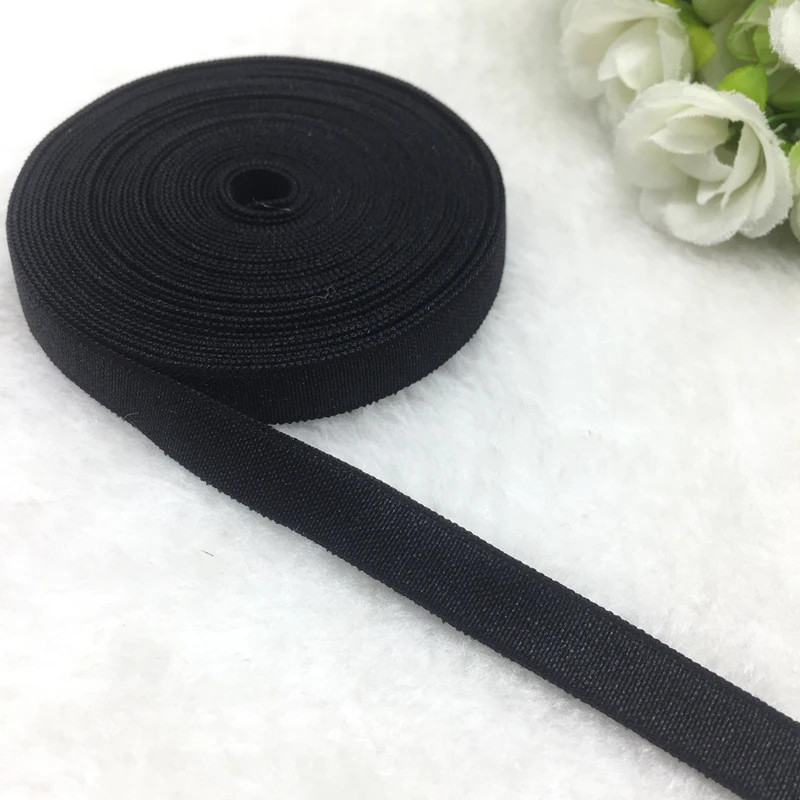 

5 yds 3/8" Black Spandex Ribbon Multirole Fold Over Elastic Band For Sewing Ties Hair Accessories Waist Garment Accessory