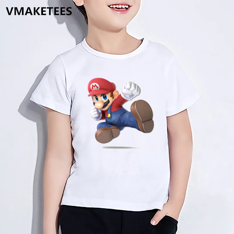 Детская летняя футболка с короткими рукавами для мальчиков и девочек детская футболка с принтом «Super Mario Bros» забавная повседневная одежда для малышей ooo5222 - Цвет: ooo5222T