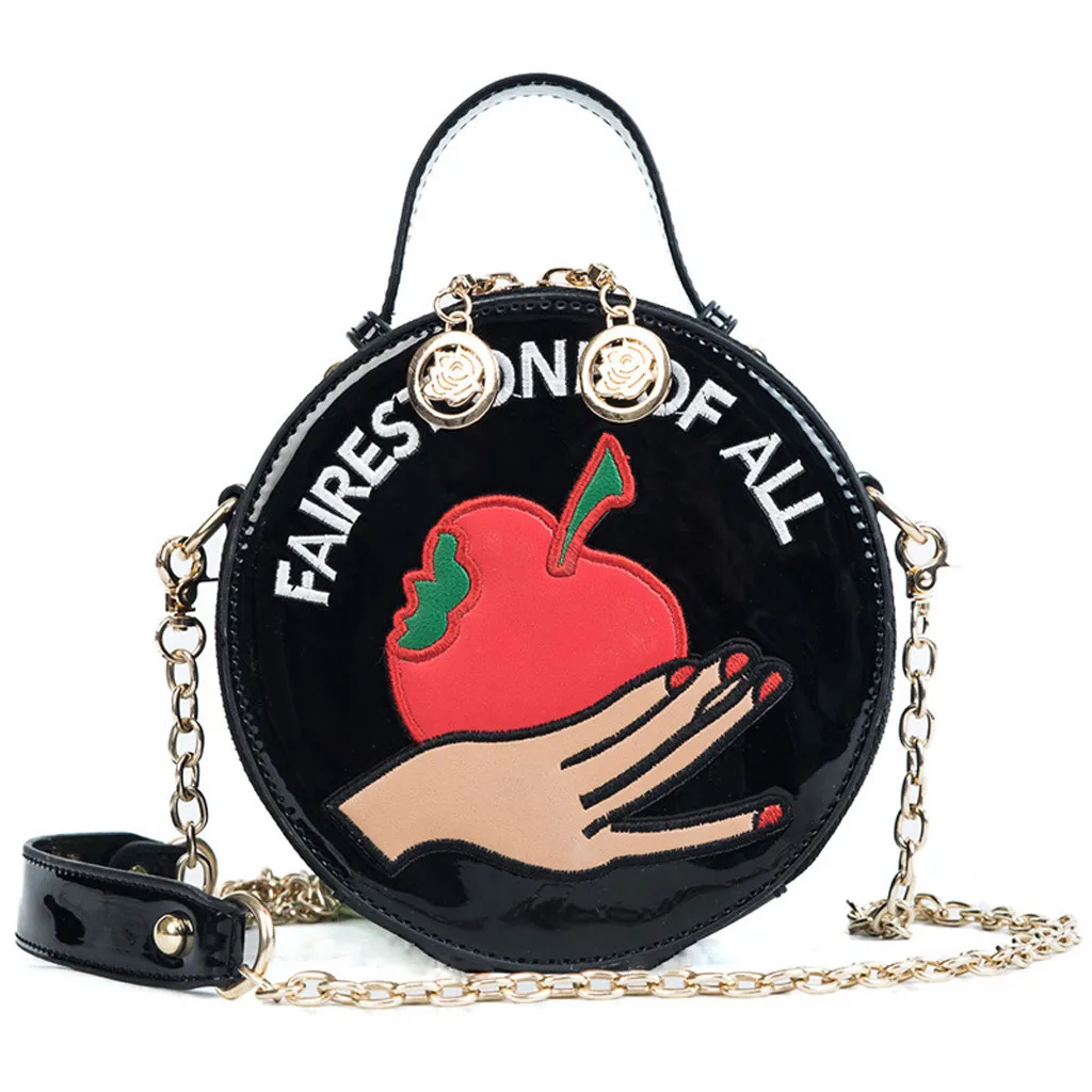 

Maison Fabre Woman Trendy Round Printing Chain Shoulder Bags Ladies Leisure Hand Bags Small Leather Female Round Cross body Bags