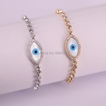 

Wholesale 10Pcs Trendy Micro Pave Zircon Shell Bracelet for Women Adjustable Link Chain Bracelets
