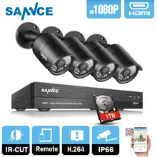 SANNCE 4CH 1080P CCTV System 2400tvl AHD DVR 4pcs 2.0MP Security cameras 4 channels 1080P Video Surveillance kit 1TB HDD