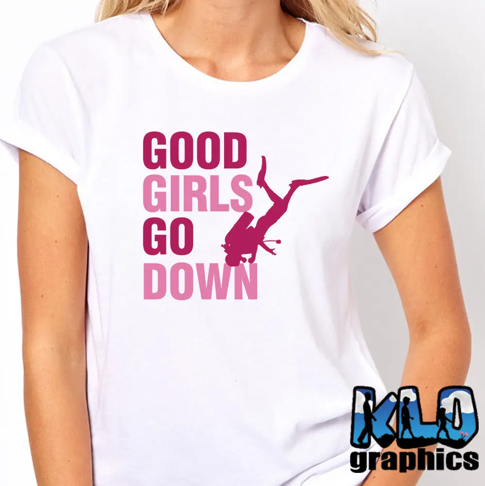Г. модная летняя стильная футболка для девочек с надписью «GO DOWN», футболка для подводного плавания