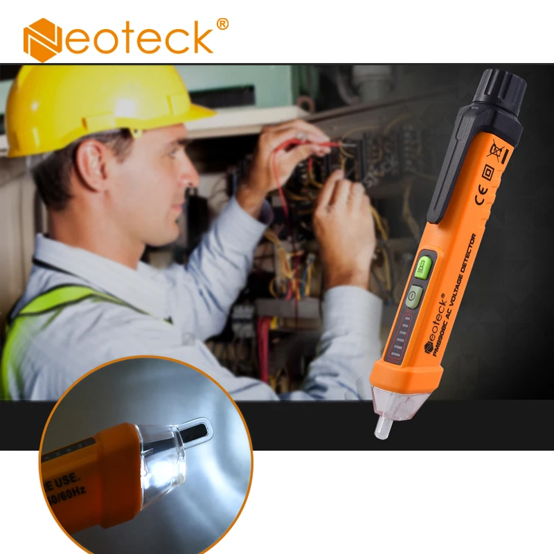 

Neoteck Non-contact AC Voltage Detector Tester Meter 12V-1000V Pen style Voltage Detector Sensor Tester With LED light Beeper