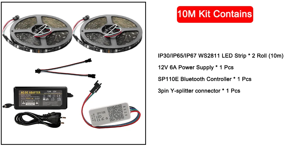 Dream Color LED Strip Lights with APP, Multicolor Chasing, Waterproof RGB Rope Lights Kit, SP110E Bluetooth Controller ws2811