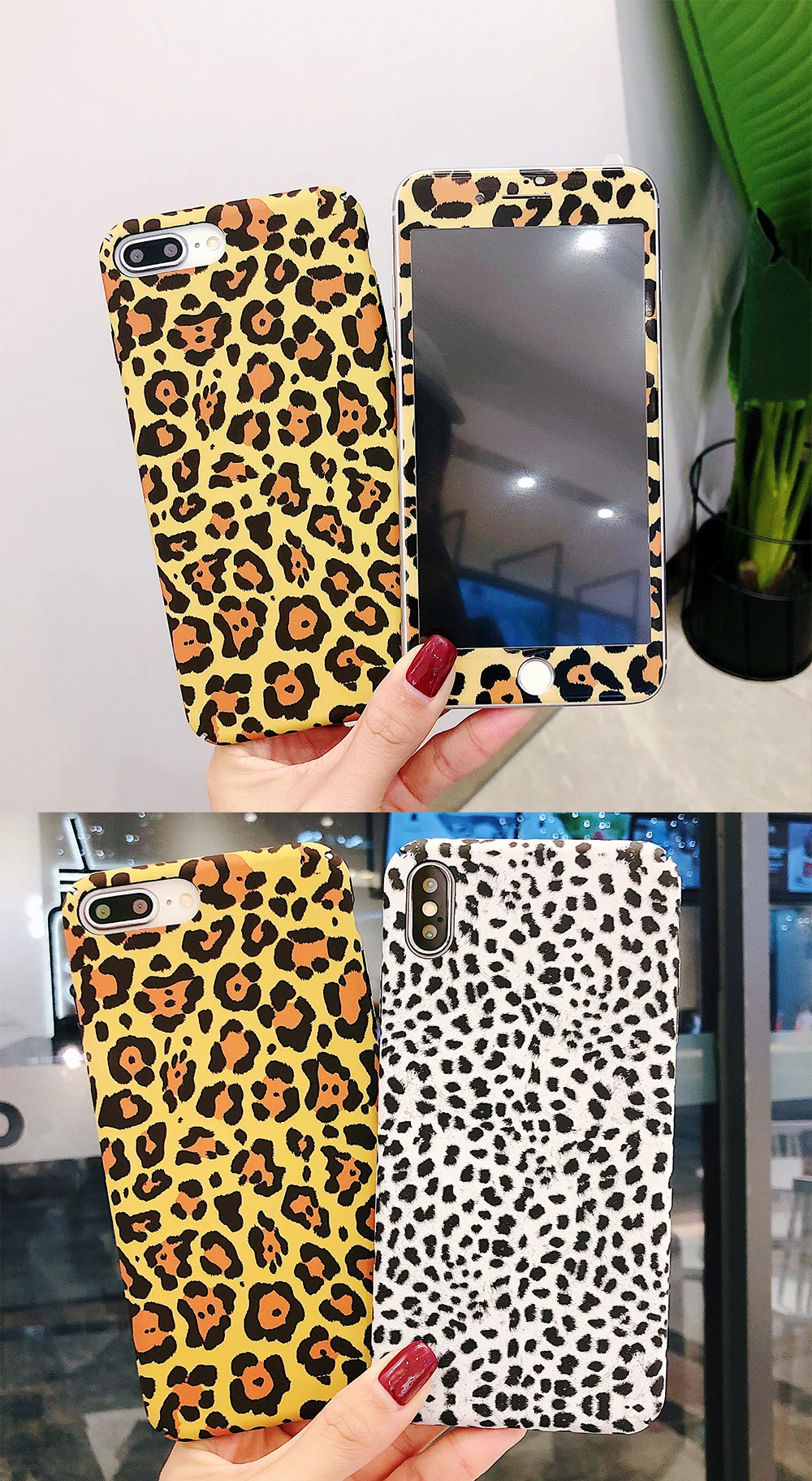 PORTEFEUILLE luxury 360 Full  Sexy screen Leopard Patterned print for IPhone 6 7 8 plus X XS XR XS MAX silicone cover protection (2)