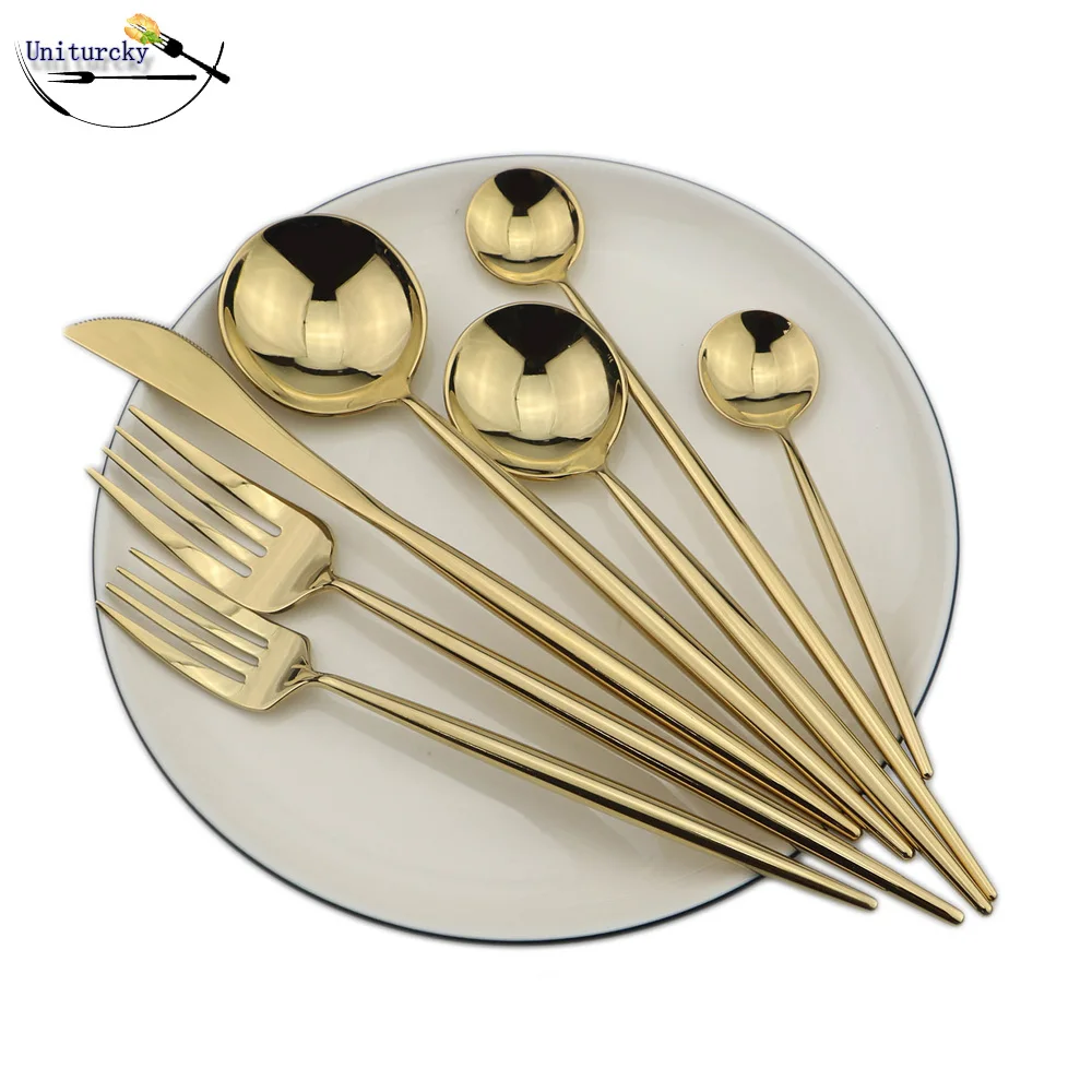 1 ud. Espejo pulido cubiertos chapado en oro vajilla de acero inoxidable patrones elegantes mantequilla postre cuchillo torta tenedor cucharas|Juegos de vajilla| - AliExpress