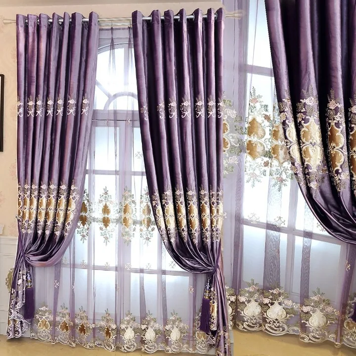 European Window purple Curtains For Living Room Embroidered curtains Shade for Bedroom curtains Finished
European Window purple Curtains For Living Room Embroidered curtains Shade for Bedroom curtains Finished