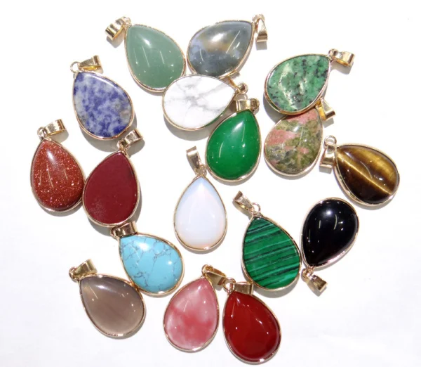 pendant necklace Natural Stone Agate tiger eye Turquoise Water Drop Shape Pendant Beads Lovely Jewelry Charms Necklaces Jewelry Making 1pcs