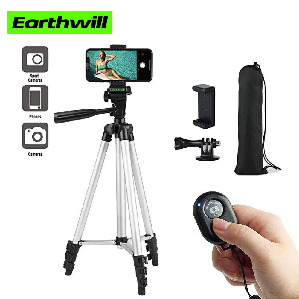 

Phone Tripod 1020mm Aluminum Lightweight Tripod Stand for Camera Smartphone Cellphone with Carrying Bag and Smartphone