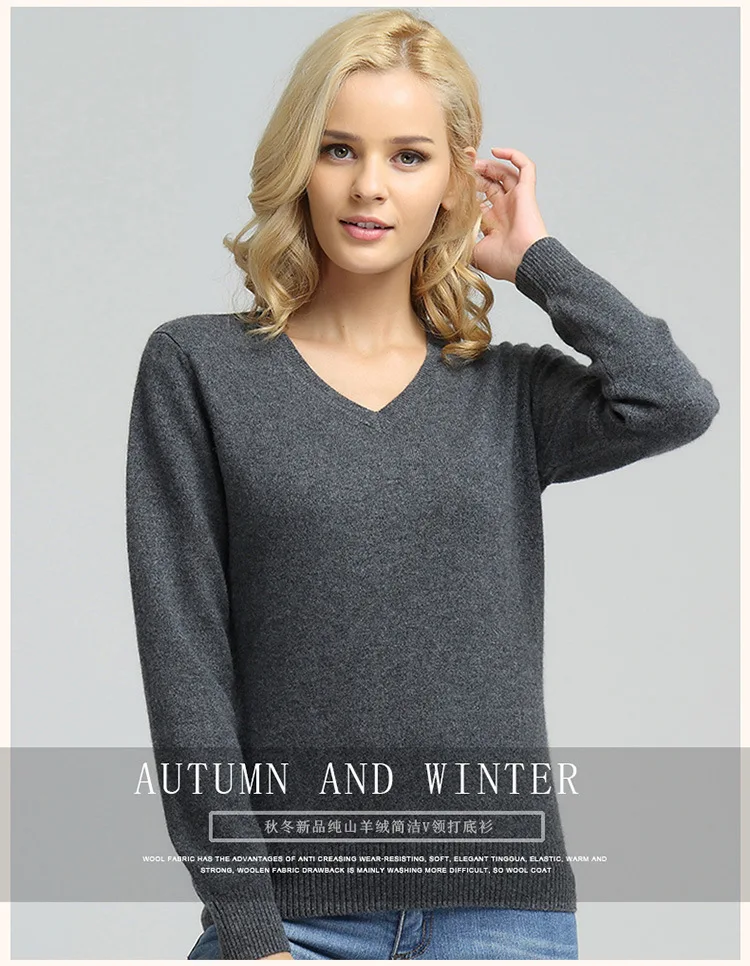Camisola de Malha Feminina de Manga Comprida com Decote em v de Cashmere Suéter e Pulôver Jveii Mulheres Jumpers Feminino Outono Inverno Magro Ocasional 16 Weddings & Events