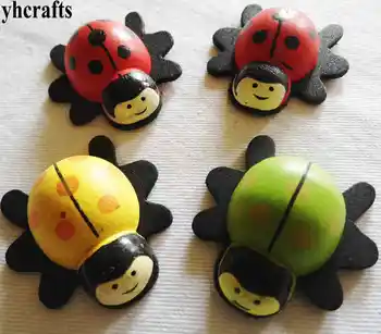 

100PCS/LOT,Big ladybug wood stickers Spring Easter crafts Kids room decoration School kindergarten ornament Kids toys crafts OEM