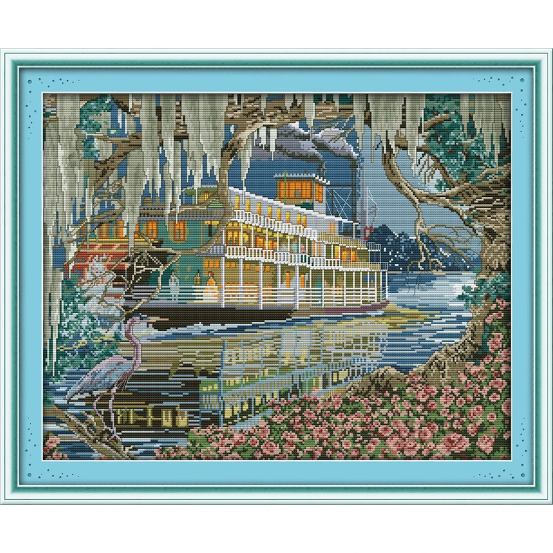 

Everlasting love Sailing Chinese cross stitch kits Ecological cotton stamped DIY New year 11CT 14CT Christmas decorations gift