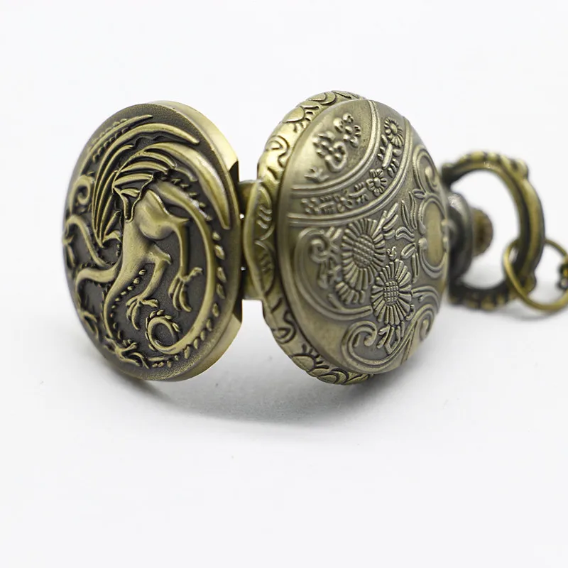 Винтажный Дом Таргариен бронзовые Кварцевые карманные часы кулон ожерелье мужские женские рождественский подарок
