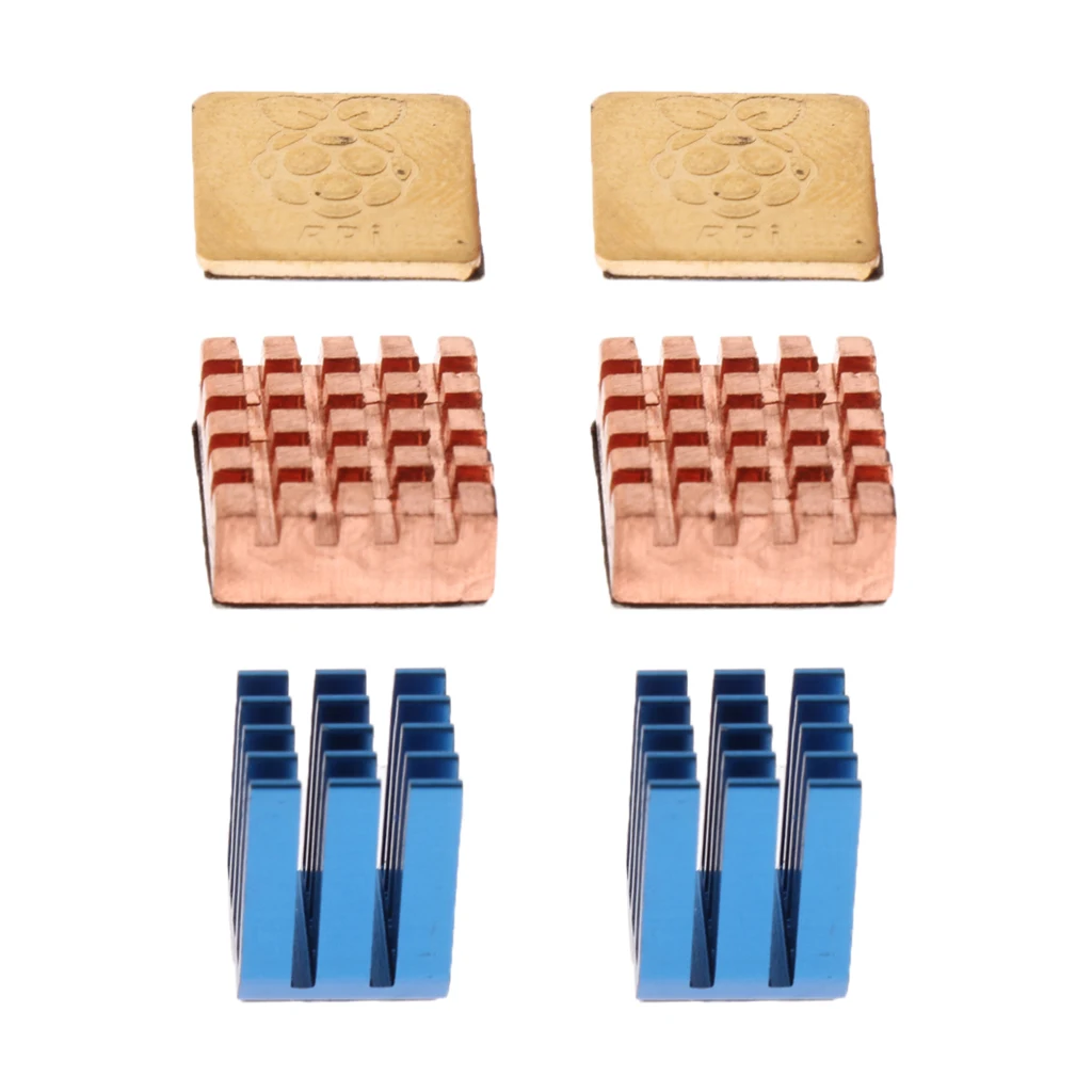 2set Cooling Copper Heatsinks Kit Cooler & Adhesive Tape for Raspberry Pi 3