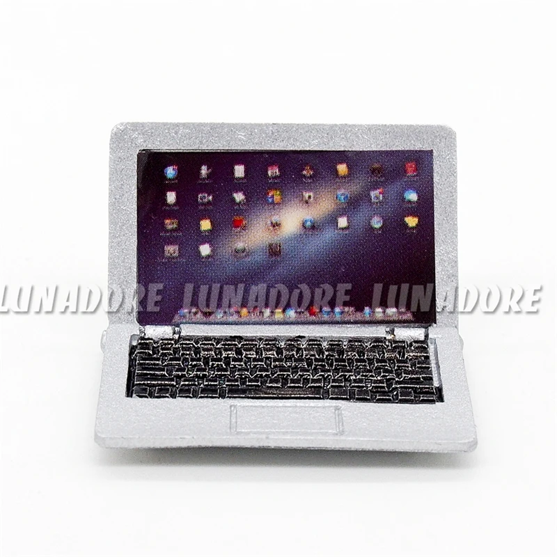 

Odoria 1:12 Miniature Metal Notebook Silver Laptop Model For Dolls' Size Accessories Dollhouse Furniture Decor