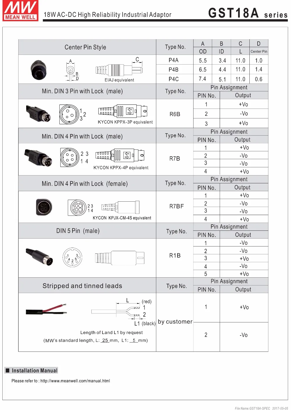 Meanwell GST18A05-P1J AC/DC адаптер питания 15 Вт 5 В 3A уровень VI MEAN WELL настольный адаптер выход источник питания