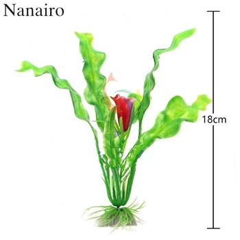 

2016 18cm Green Artificial Flower Simulation Protection Materials PVC Water Plants for Fish Tank Aquarium accessories Decoration