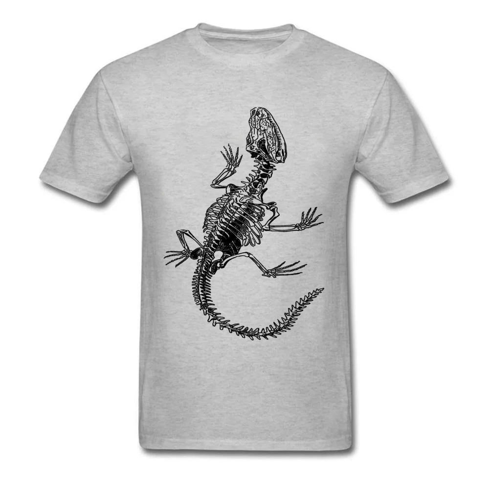 Printing Printed Summer 100% Cotton Round Collar Man T Shirt Casual Tee Shirt Prevailing Short Sleeve T-Shirt Top Quality Lizard by EncycloArt Reptile Skeleton Anatomy grey