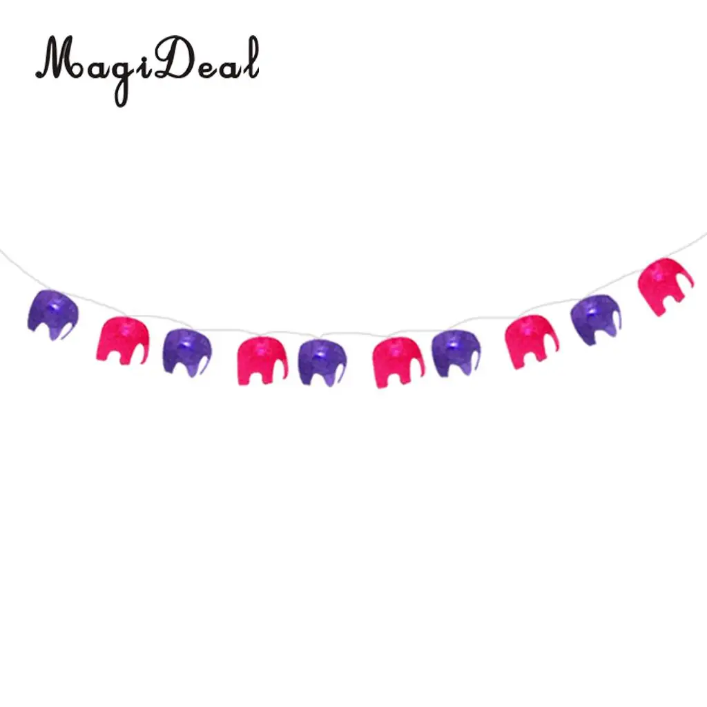 Christmas Kids Birthday Felt LED Lamp Elephant Banner Glows String Light Garland Xmas Party Hanging Bunting Decoration