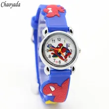 10pcs Hot sale Watch New Fashion Spiderman Child Watch Silicon Cartoon Kids Sport Watch Boys quartz watch Relojes 3D Watch Relog