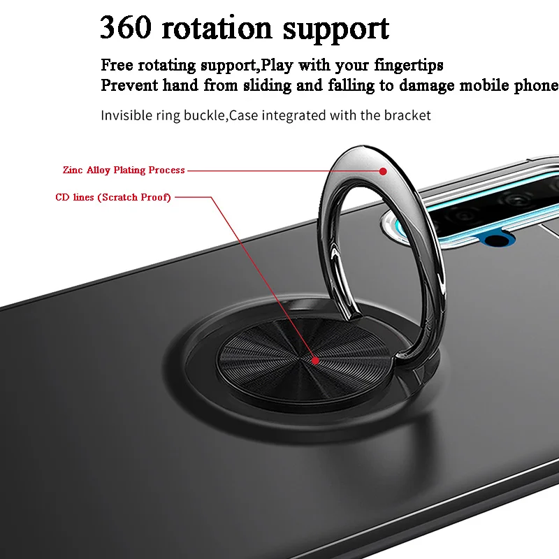 Phone Case for Huawei Nova 5 Cover Bumper Magnetic Metal Ring Holder Soft TPU Silicone Cases Nova5 |