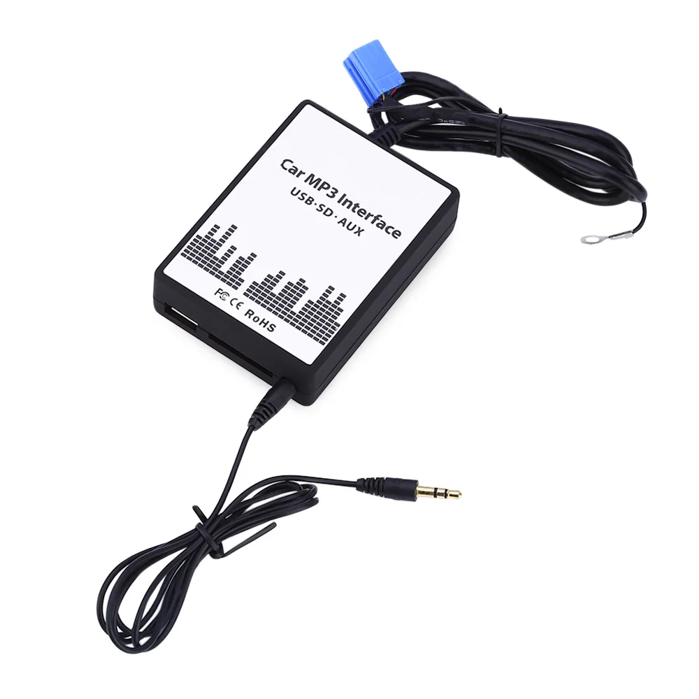 Car MP3 Interface DC 12V USB SD Data Cable AUX Adapter 8