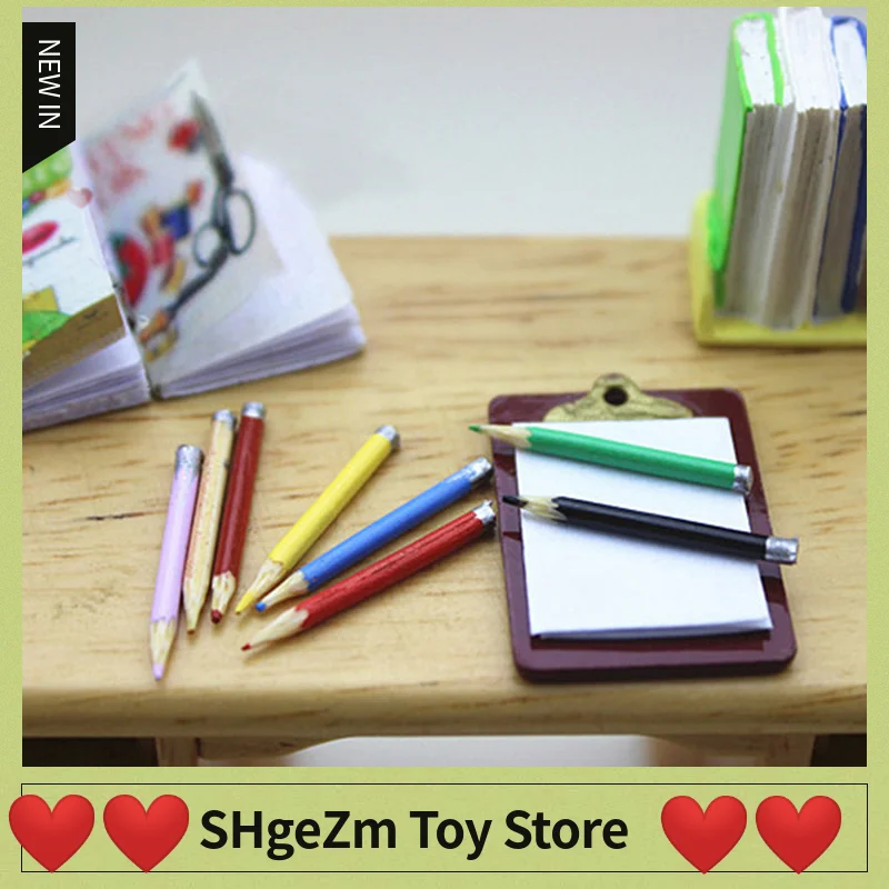 

8Pcs/set 1/12 Dollhouse Miniature Mini Colorful Pencil Model Fashion Simulation Model Toys For Doll Accessories Kids Gift