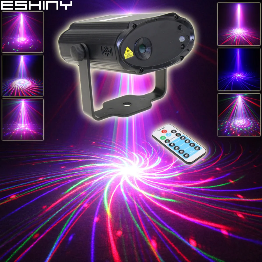 

ESHINY New Arrival Remote MINI RGB Laser 12 Big Pattern Projector DJ Dance Disco Bar Family Party Stage Effect Light Show RGBH12
