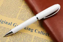 Белый лакированный Твист Действие Серебряная отделка новая шариковая ручка