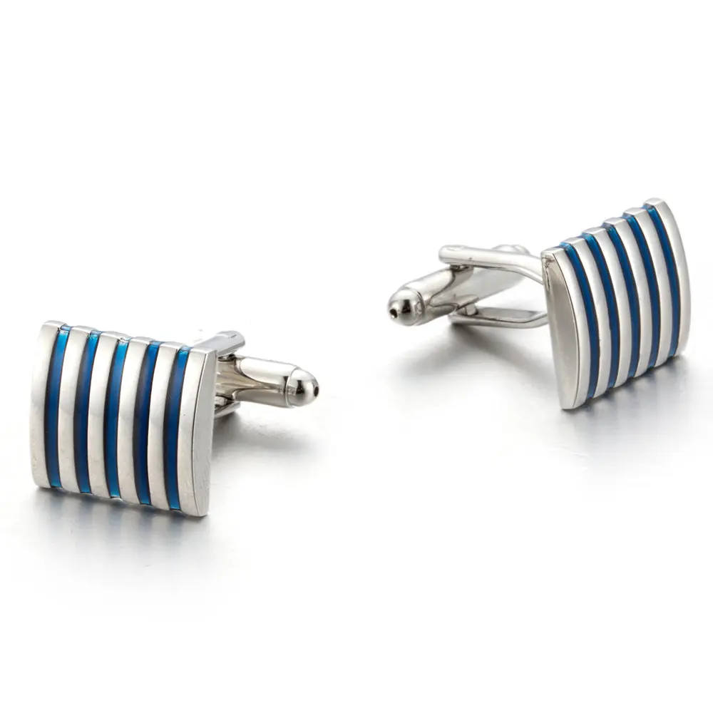 

VAGULA Blue Stripe Cuff links Top Quality French Cufflinks Laywer Gift links Gemelos Men Jewelry 768