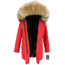 Зимняя женская куртка, водонепроницаемая длинная парка, пальто с натуральным мехом енота, капюшон с отделкой из искусственного меха, съемная уличная одежда