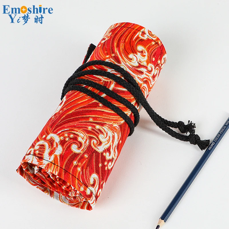 Холст школьный пенал ролл Pencilcase большой милый черный пенал для девочек и мальчиков мешок ручки канцелярские сумка Coustom логотип B387