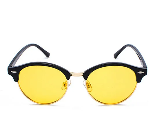 XojoX солнцезащитные очки мужские Поляризованные брендовые дизайнерские солнцезащитные очки для ночного вождения Женские Ретро Классические зеркальные солнцезащитные очки модные очки - Цвет линз: Цвет: желтый