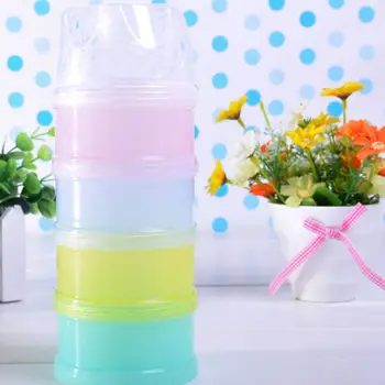 

Hot Selling Portable Baby Food Storage Milk Food Powder Container Baby Bottle Container 4 Layer Feeding Infant Rotate Openings